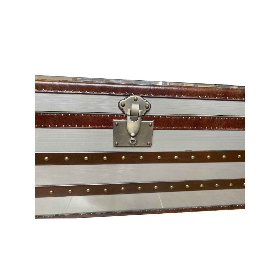 Stainless Steel & Leather Trunk 122cm image 1